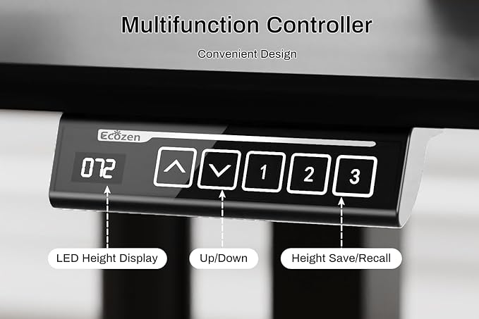 Standing Desk Electric Height Adjustable Desk 55 x 23.6 Inches Sit Stand up Desk Computer Home Office Desk Memory Preset with Two-Piece Desktop (Black 55 * 24 Inch)