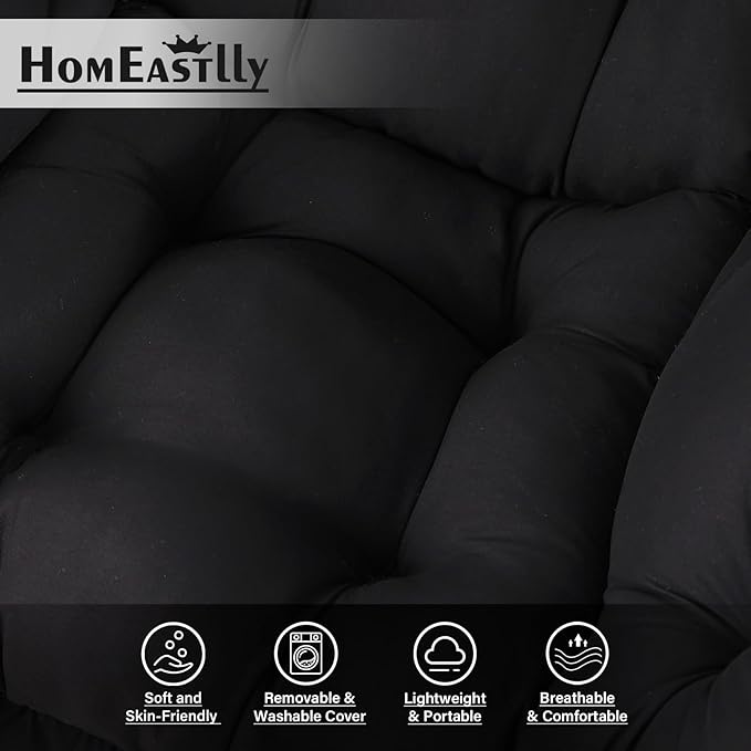 Lazy Chair with Ottoman Large Black Accent Chair with Ottoman Comfy Reading Armchair Leisure Sofa Chair for Living Room Bedroom Dorm Room Office
