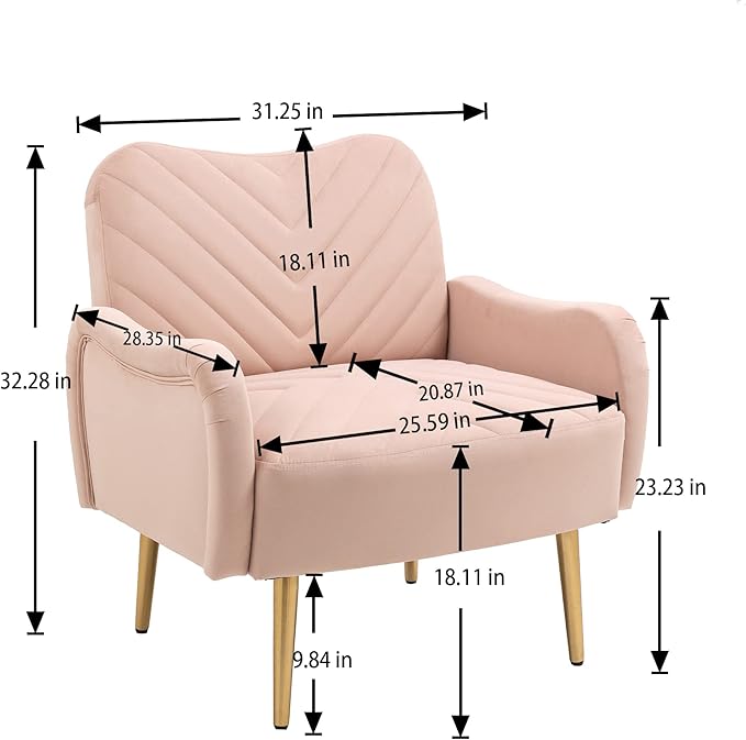 Velvet Chair Accent Chair/Living Room lesiure Chair with Metal feet