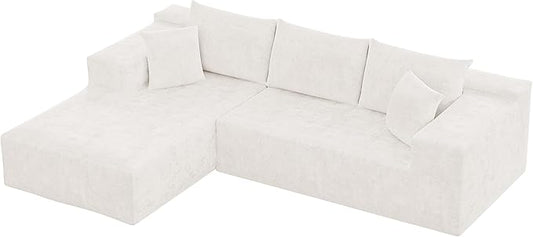 VICTONE 108” Cloud Sectional Couches Boneless Couch Modular L-Shaped Sofa with Deep Seat Modern Comfort Upholstered Sofas for Living Room No Assembly Required (Chenille Beige)