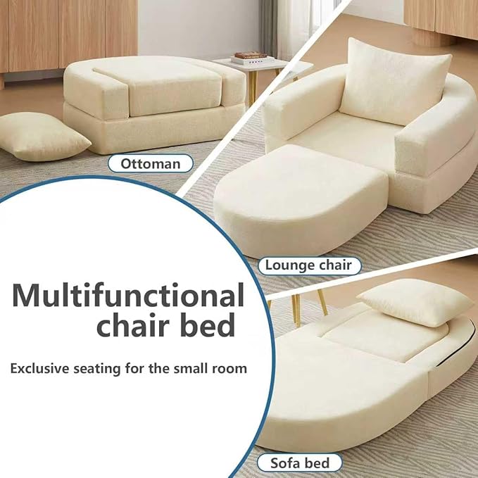 40.5 Boneless Couch Folding Sofa Bed Convertible Floor Sofa for Living RoomSleeper Chair for ApartmentLoft and Small Spaces. (1 Beige 40.5)