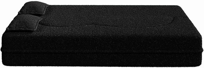 78” Floor Sleeper Sofa Bed Modern 2 in 1 Full Size Foldable Mattress with 2 Pillows Convertible Boneless Couch with Deep Seat for Living Room No Assembly Required (Black &amp Teddy) | No Assembly