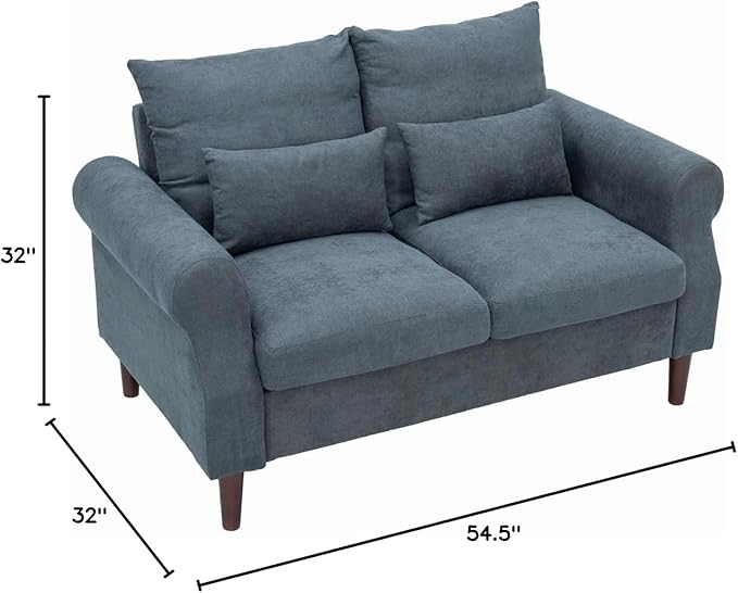 Panana 2 Seater SofaModern Design Rolled Armrest Upholstered Gray Linen Fabric Love Seat Couch150 x 80 x 80 cm (Gray 2 Seater)