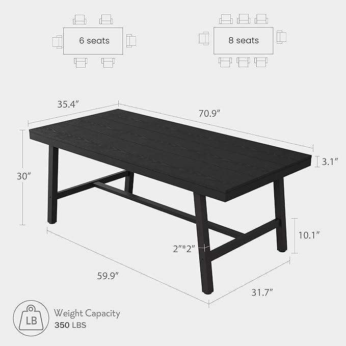 Garvee 70.87 Industrial Computer Desk Extra Long Large Executive Desk for Home Office Heavy Duty Rustic Wood &amp Metal Workstation Sturdy Study Writing Table Black