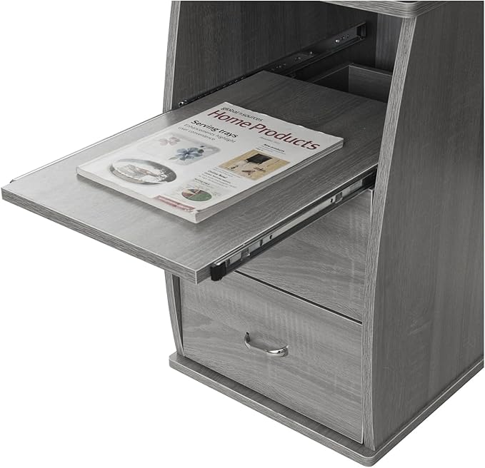 Computer Workstation Desk with Shelf &amp Drawers - Gray Home Office Desk
