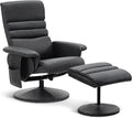MCombo Recliner with Ottoman Reclining Chair with Massage 360 Swivel Living Room Chair Faux Leather 7902 (Dark Grey)