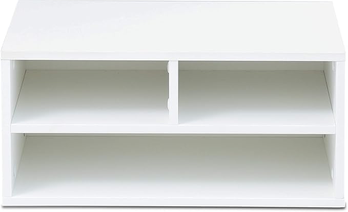 FITUEYES Large Printer Stand with 3 Storage Compartments Desk Paper Organizer for Home Office 2-Tier Wood Printer Shelf White 18.9 L x 15.7 W x 8.7 H