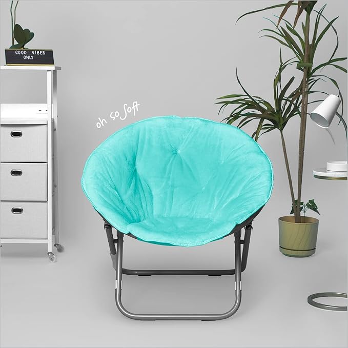 Urban Home [Brand] Soft Plush Faux Fur Round Accent Chair Modern Living Room Seating Comfortable Lightweight Elegant Aqua Blue