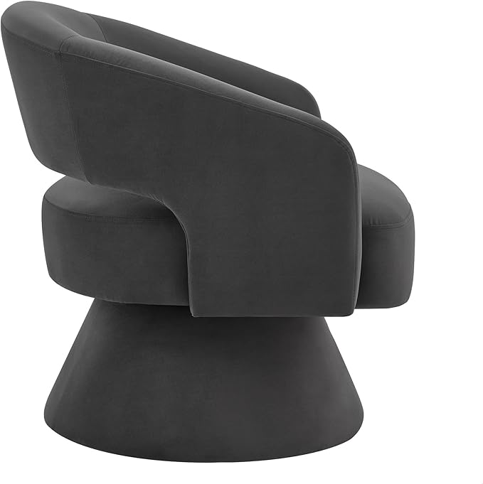 GDFStudio Swivel Barrel Chair Accent Arm Chair for Living Room Upholstered Velvet Round Reading Armchair Modern 360 Degree Comfy Swivel Chair with Open Backrest for Bedroom Office Dark Gray