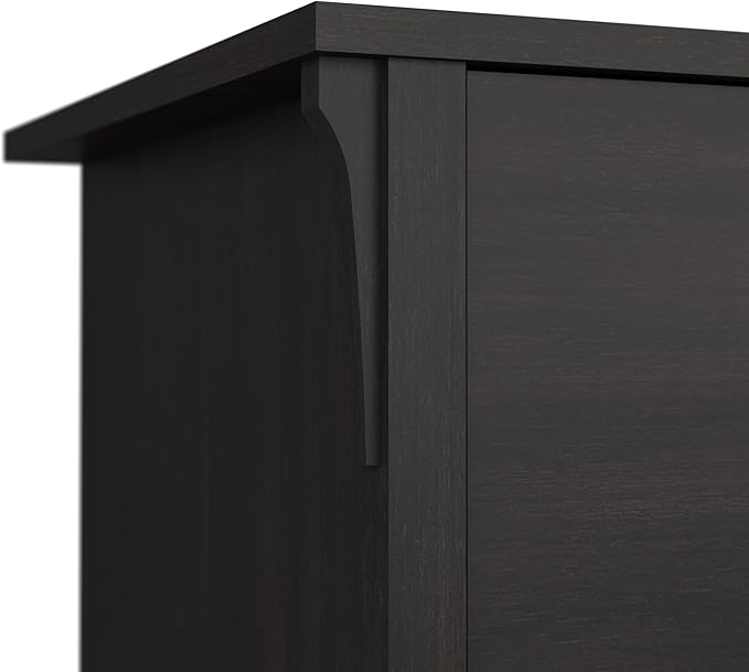 Bush Home Salinas Computer Desk with Hutch | Study Table with Drawers Cabinets &amp Pullout Keyboard/Laptop Tray | Modern Home Office Desk in Vintage Black | Work Desk with Storage