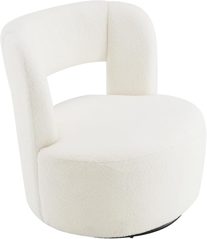 Swivel Barrel Chair with Plush Teddy Fabric: Comfy Round Accent Chair for Living Room Bedroom &amp More