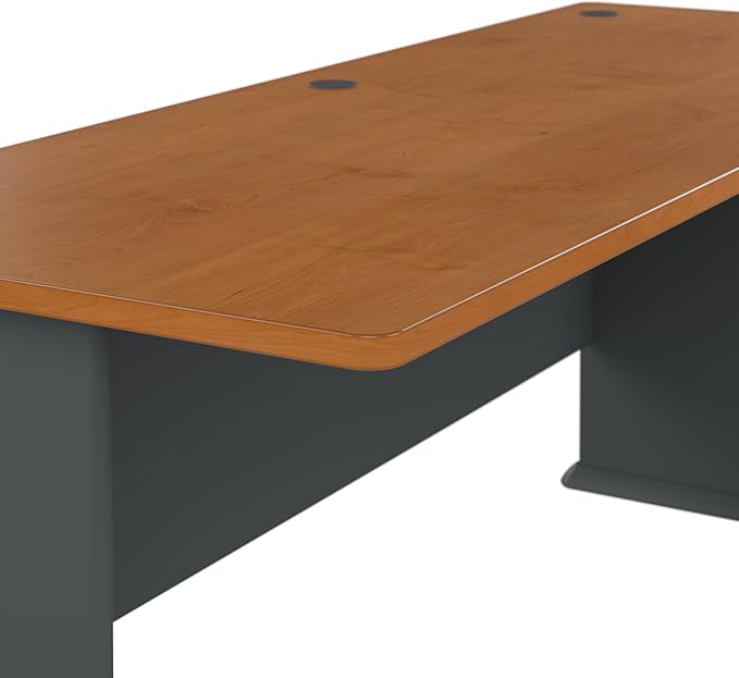 Bush Business Furniture Series A 72W Desk in Natural Cherry and Slate Large Workstation for Home or Professional Workspace Desktop Solution for Office Use
