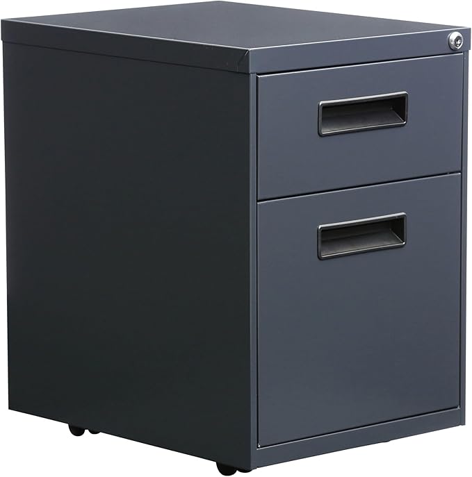 Alera ALE Two-Drawer Metal Pedestal File 14 7/8w x 19 1/8d x 21 3/4h Charcoal