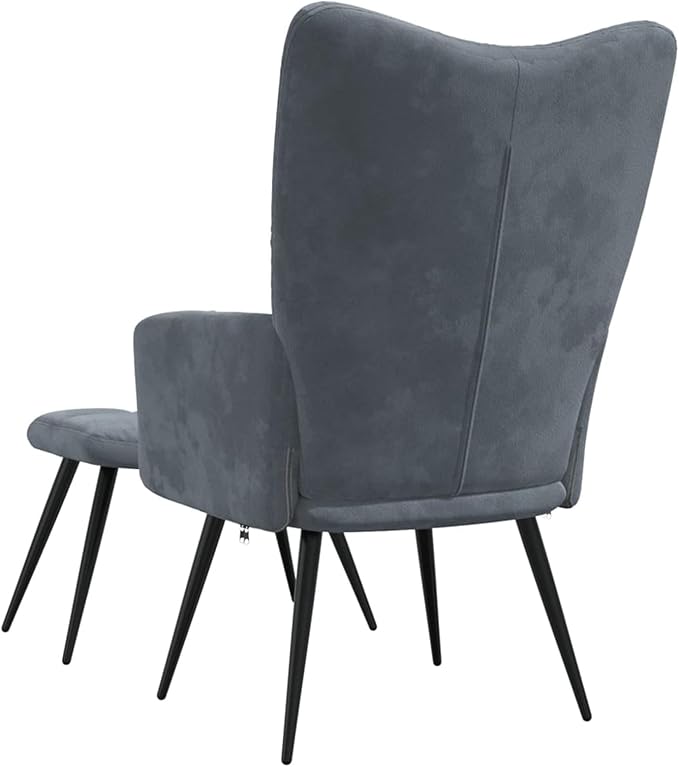 Recliner Chair with Stool Dark Grey Velvet Armchair Living Room Recliner Chair Backrest Adjustable TV Chair TV Chair - 328085
