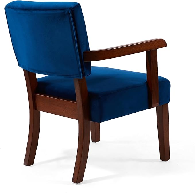 Accent Chair Set of 2 with Table Living Room Chairs with Velvet Soft Seat &amp Armrests for Living Room Bedroom Reading Room Waiting Room (Velvet Navy)