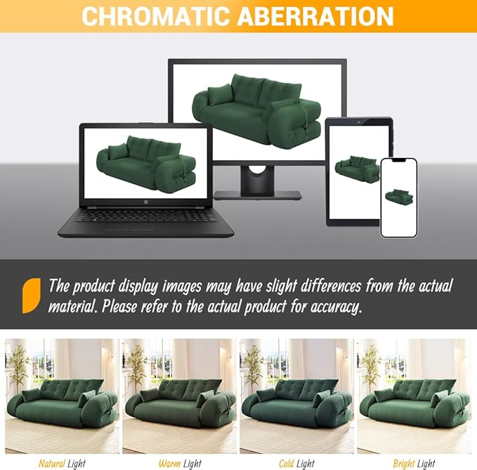 78.7 Folding Sofa Bed Queen Foldable Floor Futon Sofa Sleeper Convertible Boneless Mattress Loveseat Cloud Couch for Home Living Room Bedroom Lounge Apartment and Small Spaces Green Teddy