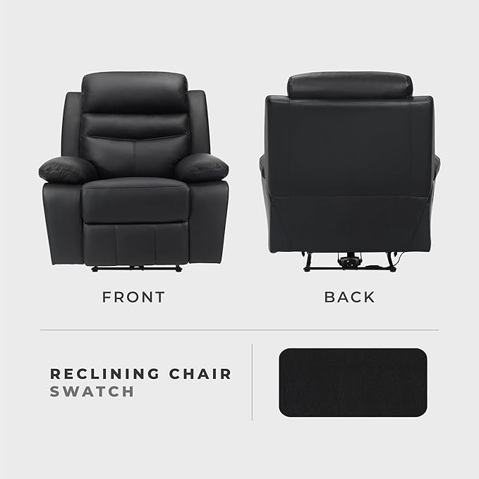 Lexicon Recliner Chair Living Room Leather Match Reclining Sofa Chair Home Theater Seating Wall Hugger Recliner Power Recliner Sofa Chair for Living Room/Office/Apartment Black