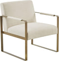 Martha Stewart Upholsterd Accent Chair Living Room Furniture - Modern Design Comfortable Foam Seat Cushion Bedroom Lounge Sophisticated Finished Sturdy Frame Cream/Gold 28.5 W x 29 D x 32.5 H