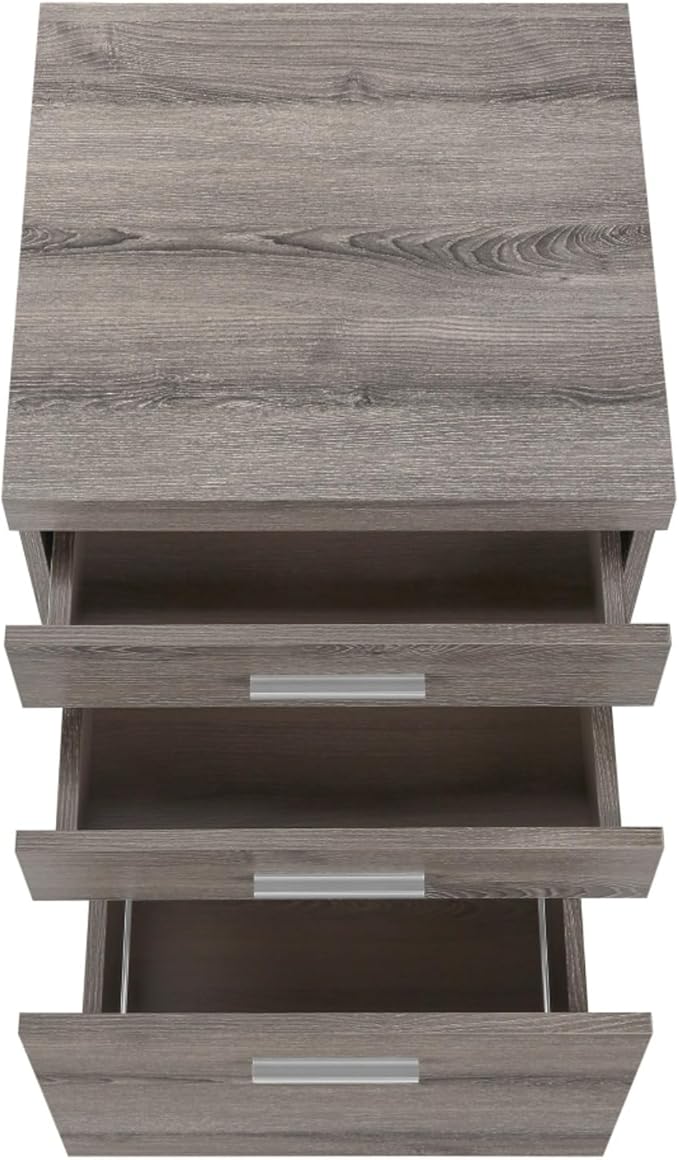 Rolling Mobile 3-Drawer File Storage Cabinet with Silver Colored Drawer Handles Home Office Printer Stand with 5 Casters Easy to Assemble