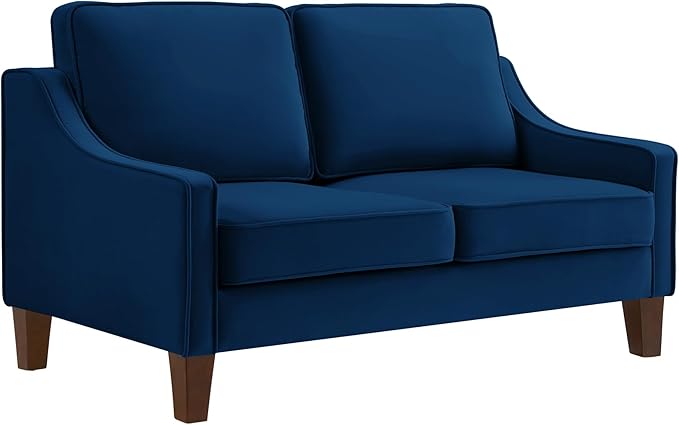 JOSHEN 52 Premium Velvet Multi-Functional Loveseat Oversized Loveseat Sleeper with Sturdy Solid Wooden Frame Comfy Fabric Deep Seat Couch with Elegant Armrest Design for Living Spaces Navy