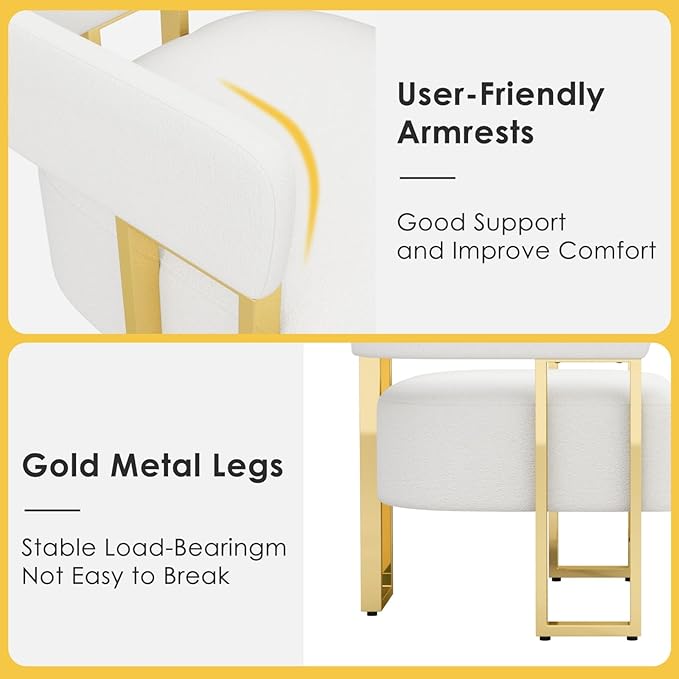 STHOUYN Modern White Accent Chair Set of 2 Boucle Barrel Chairs Set of 2 Arm Chairs for Living Room Bedroom (2 White)