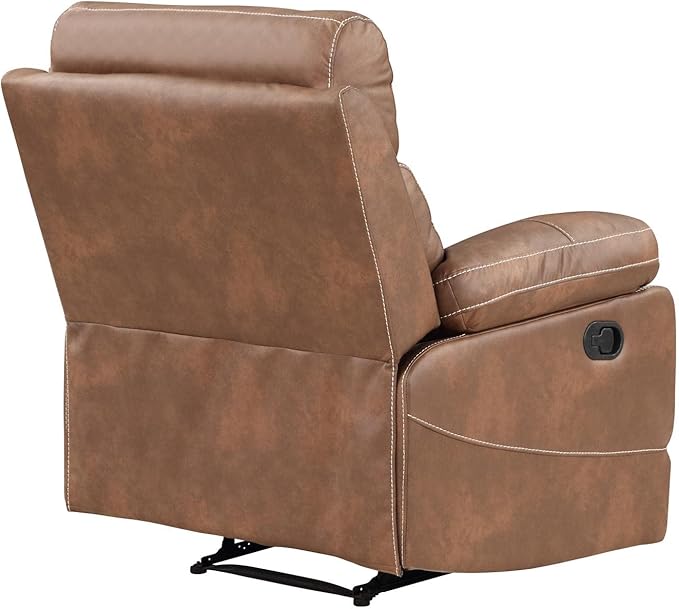 Steve Silver Co Rudger Manual Recliner Living Room Furniture Chair Home Office Home Theater Seating Chestnut Brown Microsuede Cover 37.5 D x 35.5 W x 41.75 H Brown