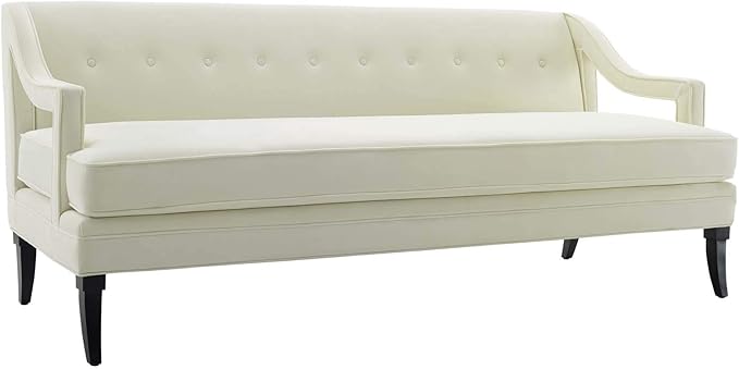 Modway Concur Mid-Century Modern Upholstered Velvet Sofa In Ivory