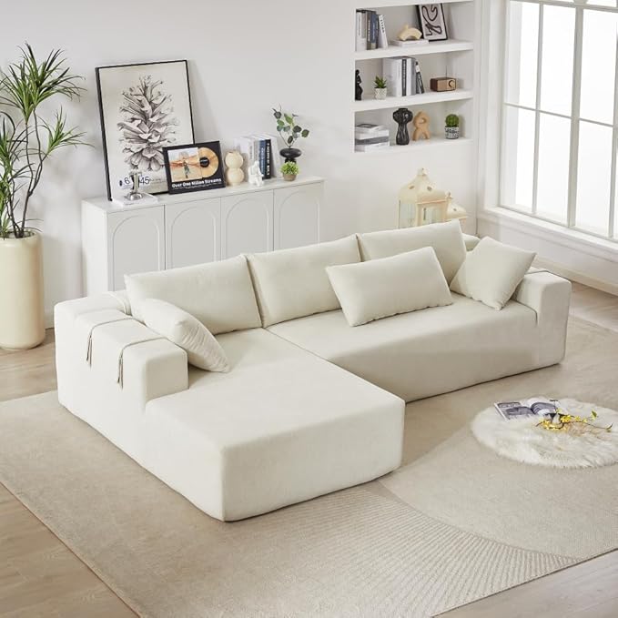 2026 New 108 L Shaped Sectional Sofa Couch Chenille Boneless Couch Deep Seat Sectional Modular Couch for Living Room No Assembly Required
