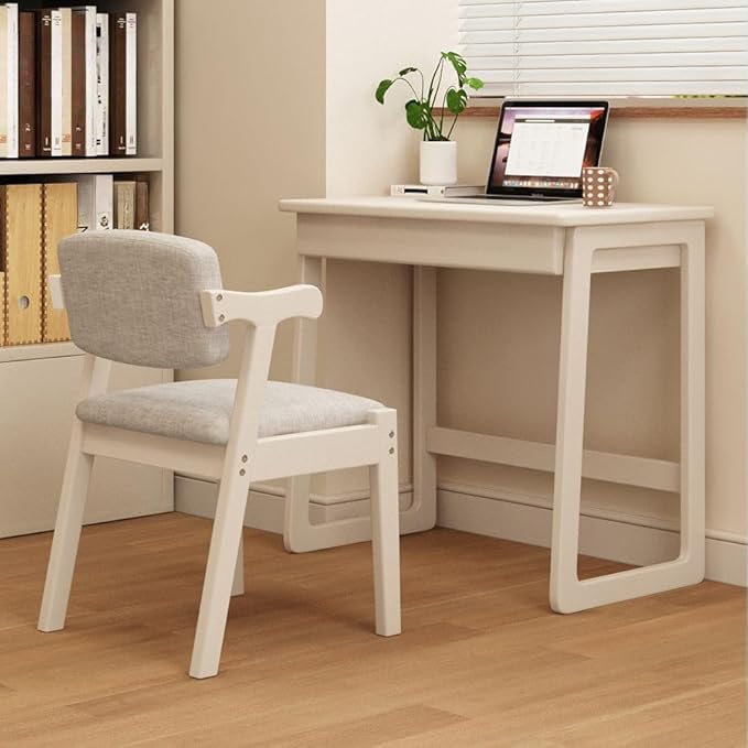 CraftThink Wooden Writing Desk with Hidden Drawer Rectangular Computer TableSimple Style Home Office Workstation Study Table Easy Assembly Without Chairs (White 35.5 L x 18 W x 30 H)