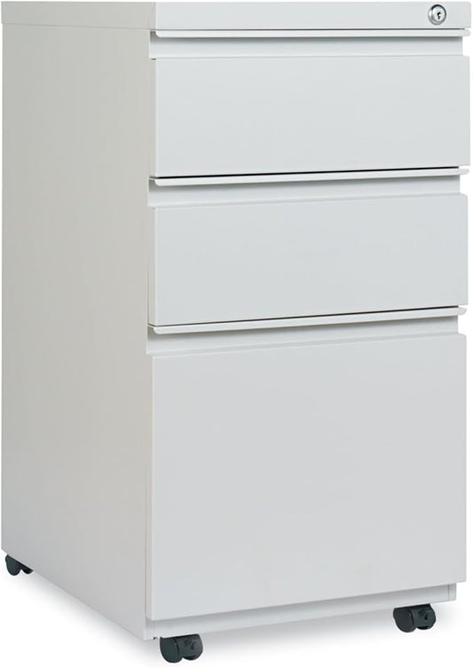 Alera PBBBFLG Three-Drawer Pedestal File with Full-Length Pull 14 7/8 x 19 1/8 Light Gray