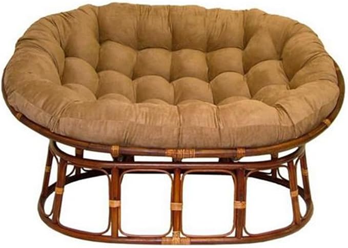 Maykoosh Double Papasan Chair - Rattan Frame &amp Suede Cushion - 61.5 Comfy Living Room Seat