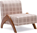 Oversized Accent Chair upholstered armless mid Century Modern Living Room Chair with Wooden Legs for Bedroom/Office/Cafe Plaid Camel