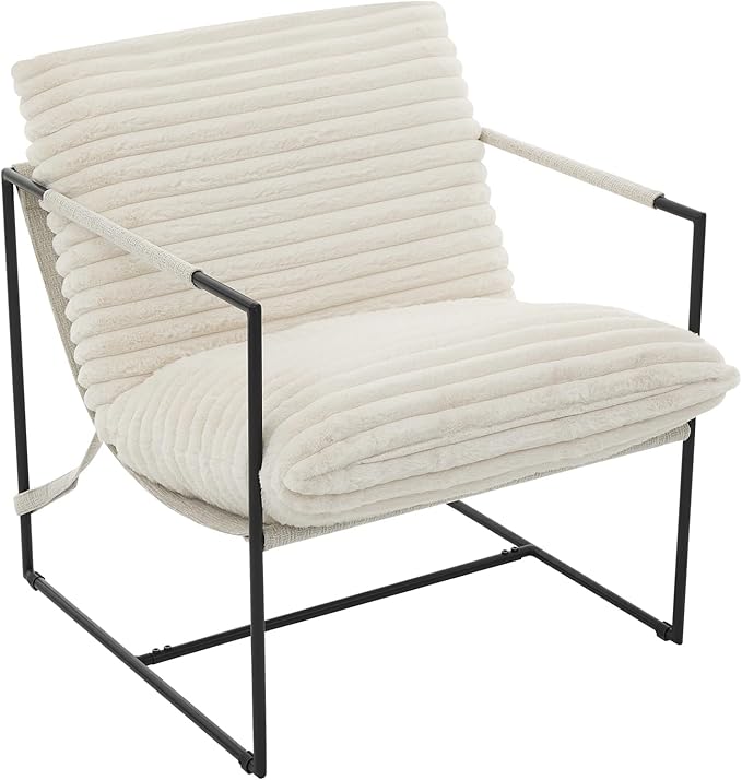IDEALHOUSE Modern Accent Chair Armchair with Metal Frame for Living Room Upholstered Comfy Lounge Chair Cozy Accent Chairs with Soft Cushion for Bedroom Balcony Lounge Reading Room Beige