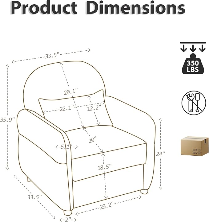 Accent Chair for Living Room 33.5 W Comfy Chenille Armchairs with Storage and Pillow Single Reading Chairs for Bedroom Study Room Apartment Tool Free Assembly Mustard Yellow