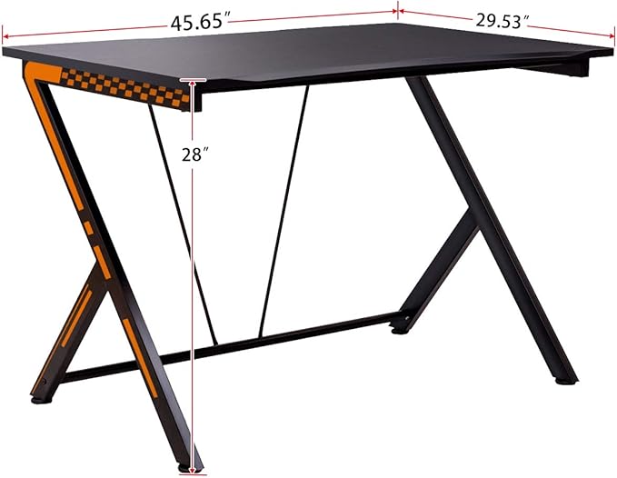 POWERSTONE Gaming Desk 46” Gaming Computer Desk - Racing Style PC Gamer Desk Large Office Writing Workstation Black Home Table