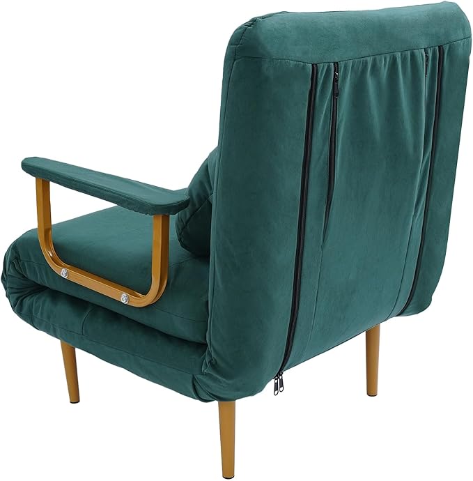 Folding Sofa Bed Convertible Sleeper Chair Single Sleeper Sofa Adjustable Backrest Futon Floor Couch Lounge Sofa for Living Room and Bedroom (Green)