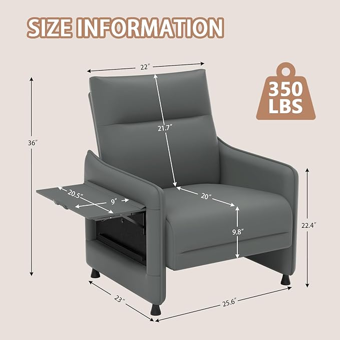 3-Piece Living Room Sofa SetMid-Century Modern Living Room Armchair Sofa 1X Loveseat + 2X Accent Chairs Flip-Up Table Storage Pouch Rubber Feet