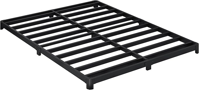 3 inch Low Full Size Bed Frame with Rounded Corner Heavy Duty Metal Easy Assembly Noise Free Black