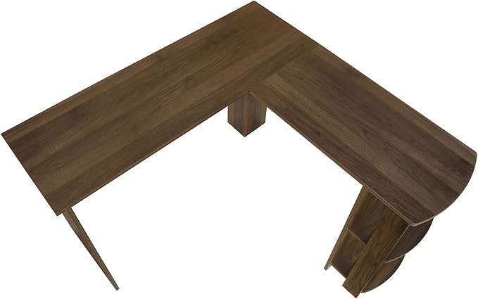 Computer Desk Home Office Corner Storage Shelves 48 l L Shape Work Laptop Brown Laminate Contemporary Modern
