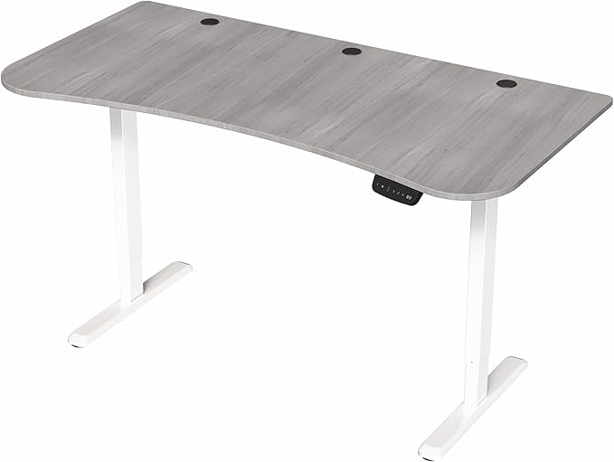 VIVO Electric 63 x 32 in Standing Desk Memory Height Adjustment 176 lb Frame Support 2E Series Dark Gray Top White Frame DESK-KIT-2EWG