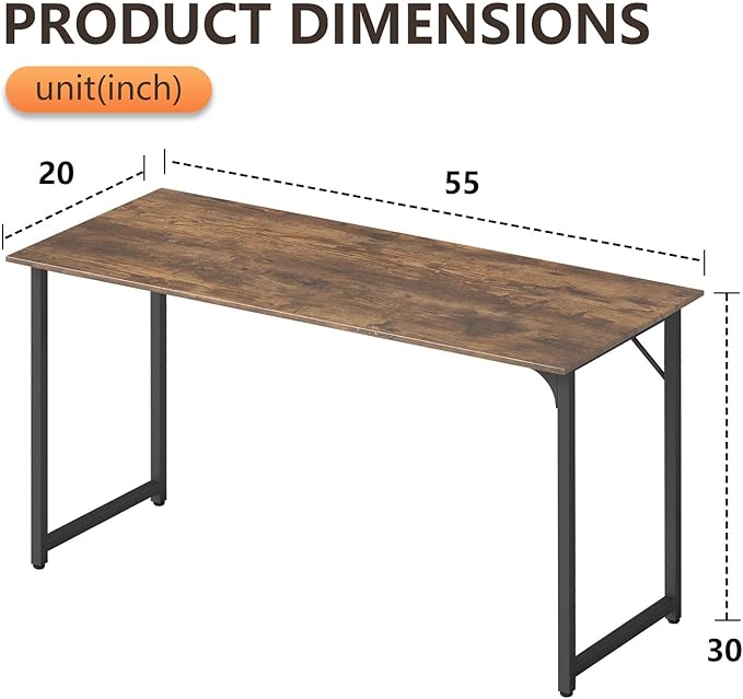 BestOffice Computer DeskHome Office Desk Modern Simple Style for Home Office Study Writing (Brown 55 Inch)