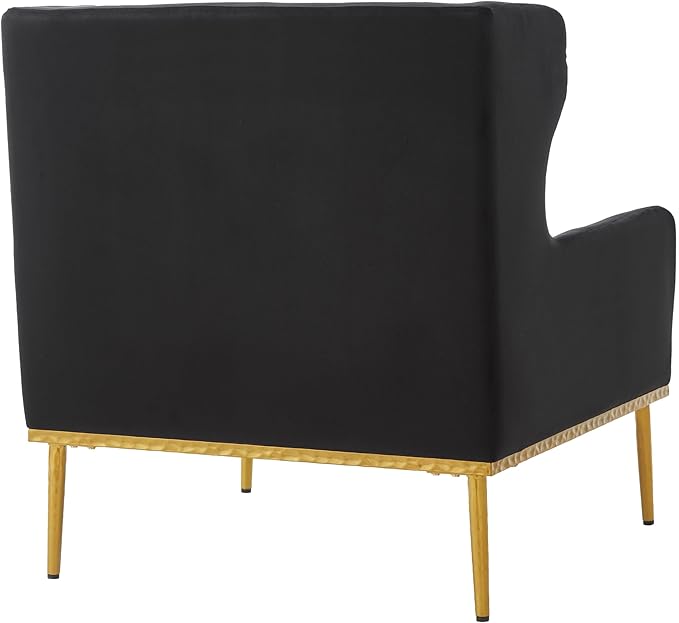 Christopher Knight Home Vincenzo Reading Single Sofa Upholstered Club Chair Velvet Accent Chair Single Lounge Curved Armchair Comfort Seating Armchair Sturdy Iron Legs for Living Room Black