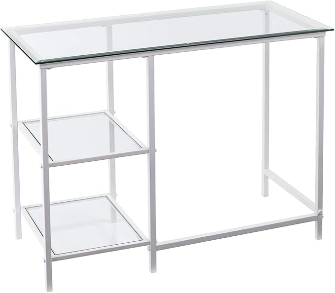 SEI Furniture Layton Metal/Glass Student Desk White