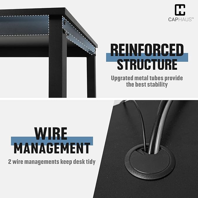 Fencer Wire 55 Inch Computer Desk Home Office Desk Modern Work Desk Writing Desk for Small Space Simple Desk for Home Use &amp Office PC Table Gaming Desk Space-Saving Workstation Black