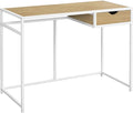 Computer Desk Home Office Laptop Storage Drawer 42 l Work Natural Laminate White Metal Contemporary Modern