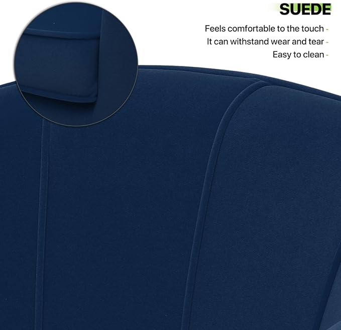 Magshion Barrel Accent Chair with Lumbar Pillow Modern Upholstered Armchair Ergonomic Single Sofa Chair for Living Room Bedroom Office 550 lbs Capacity - Navy Blue