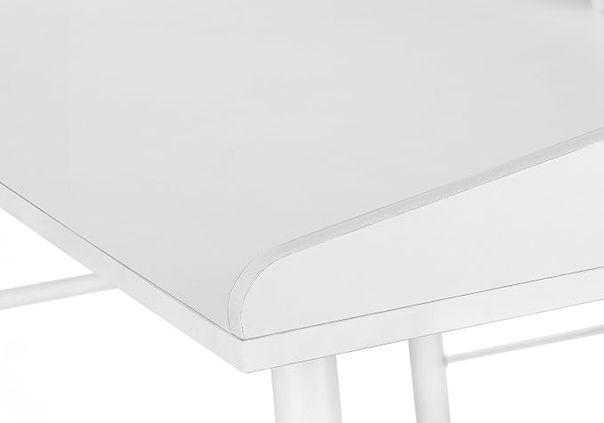 Computer Desk Home Office Laptop Storage Shelves 48 l Work White Laminate White Metal Contemporary Modern WZ128