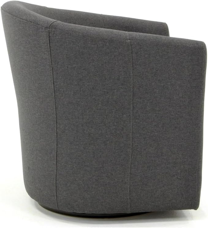Pemberly Row Traditional Swivel Club Chair 30H x 30.5W x 27D Fabric Upholstery Dark Gray Finish 360-Degree Swivel Base Padded Removable Seat Flared Arms Comfortable Accent Chair for Living