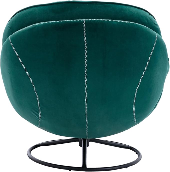 i-POOK Velvet Swivel Chair with Matching Swivel Ottoman Modern Upholstered Accent Chair with Round Black Metal Base and Backrest for Bedroom Living Room and Apartment Green