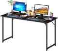 Bigacc Computer Desk Office Desk with Metal Frame Adjustable Feet | Water-Resistant Scratchproof Surface | Sturdy Writing Table for Home Office or Study (Black 55 Inch)